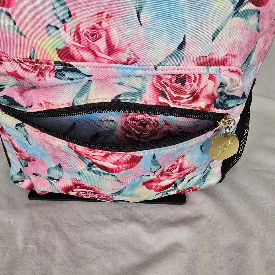 Mochila Floral Betsey Johnson Rosa Azul 14" x 10" x 4" Foto 3 de 4
