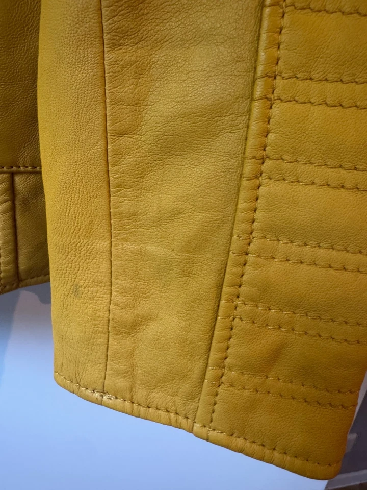 Damen bonprix Echtlederjacke Lederjacke Bikerjacke Yellow B-Ware Gr36-56 NEU - Bild 3 von 4