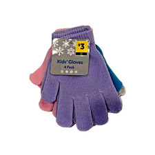 NEW Mission Ridge Girls Gloves Blue Pink Green Gray 4 Pack