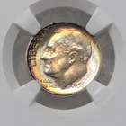 1956 P NGC MS67 Star Roosevelt Silver Dime Rainbow Toned Attractive Eye Appeal