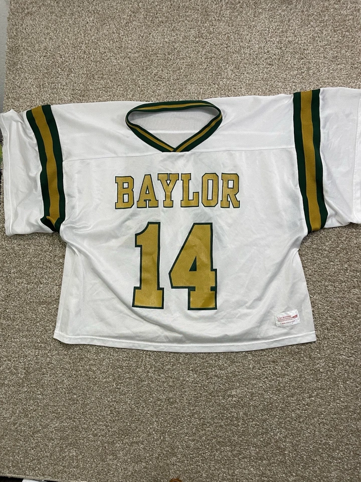Conjunto de jersey y pantalones cortos de lacrosse vintage Baylor #14 verde/blanco dorado talla XL Foto 2 de 4