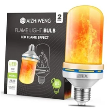 LED Flame Light Bulbs - Realistic Flicker for Outdoor 2pcs Yellow New Box