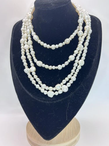 Beautiful Genuine Cultured Freshwater Pearl Multi-Strand Endless Necklace - product listing photo
