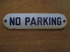 #2 Vintage Antique  NO PARKING Porcelain Enamel Sign  10" by 2 1/2"