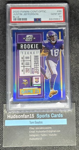 Justin Jefferson 2020 Panini Contenders Optic Rookie Ticket #86 Blue 9/99 PSA 10
