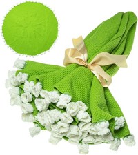 43'' Crochet Flowers Rose Bouquet Blanket Finished Handmade Knitted Throw