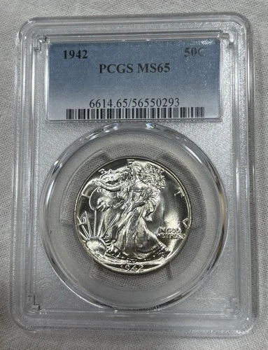 GRADED 1942 Walking Liberty Half Dollar PCGS MS65 Silver American Coin
