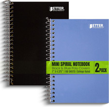 1 Subject Spiral Notebook, 2 Pack, Personal Small Notebooks, Poly Covers, 7 X 4.