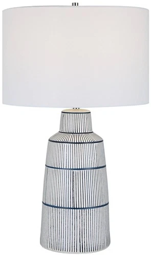 Uttermost Breton White and Blue Ceramic Table Lamp - Picture 2 of 7