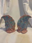 VTG MCM Pair Royal Haeger Leaf Iridescent Pink/Blue Agate Vases Art Pottery - 2