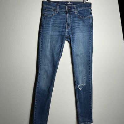 Hollister Skinny Jeans Mens 31x36 Blue Epic Flex Distressed Medium Wash Denim