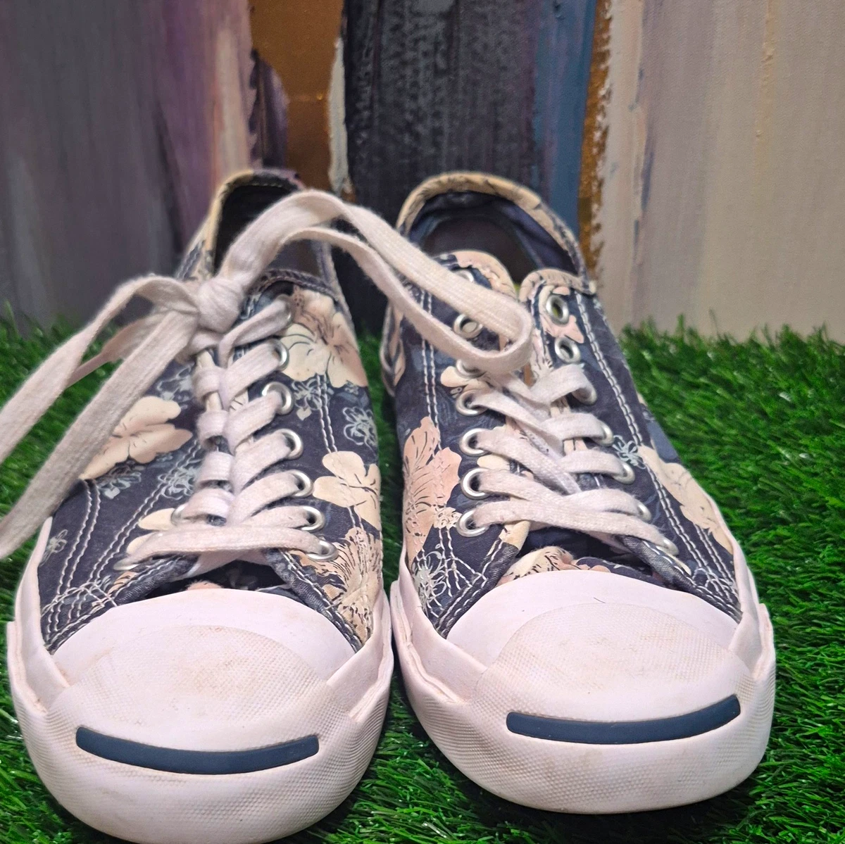 Converse Jack Purcell Floral Lace-Up Low Top Sneaker grau/weiß 151467C