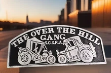 Vintage Cast Aluminum *THE OVER THE HILL GANG * VERY Rare Car Club Plaque