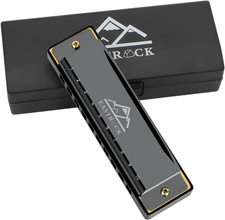 10 Hole Blues Harmonica C Key Black with Case, For Beginners,  Free Shipping
