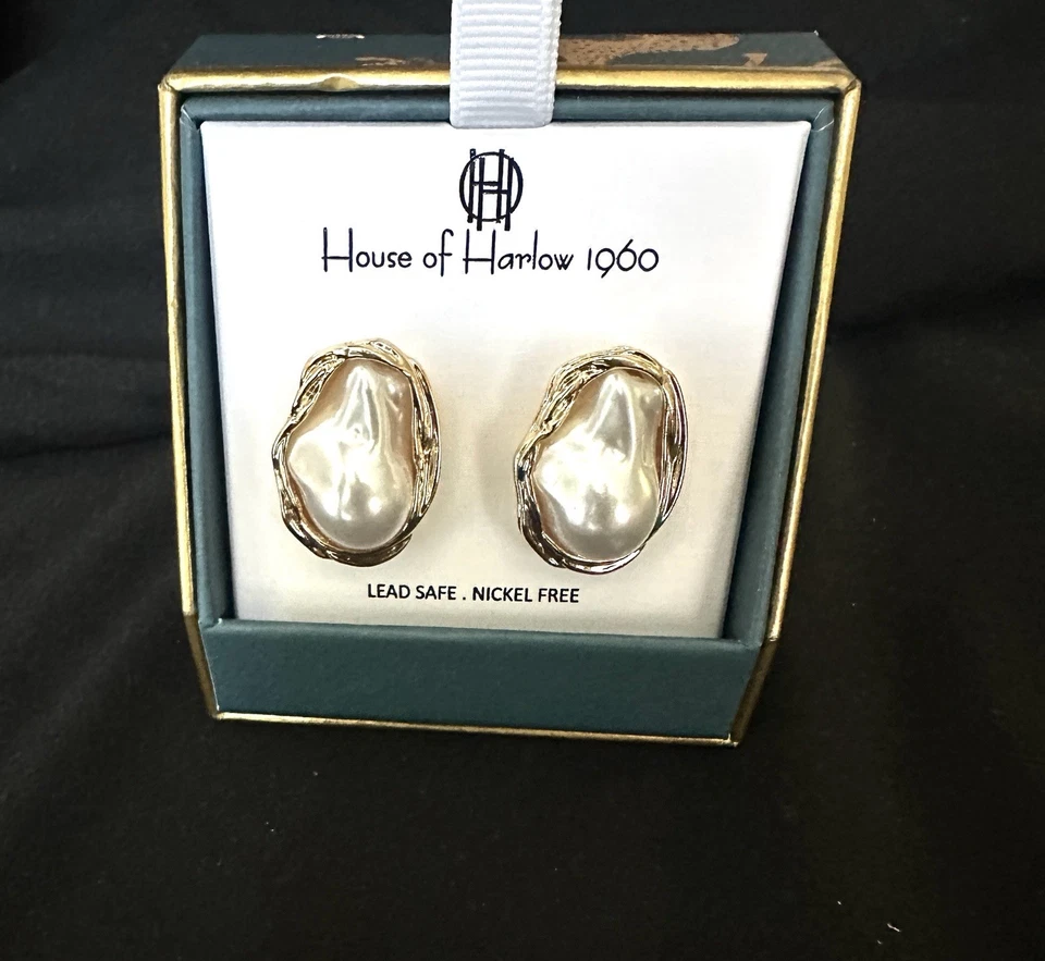 Pendientes House of Harlow 1960 fax perlas poste/en caja Foto 2 de 3