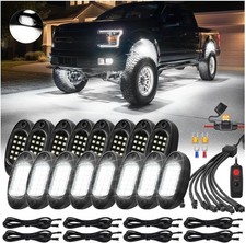 16Pods Full Angle All Pure White LED Rock Lights Kit Plug and Play 6500K Pre Wir