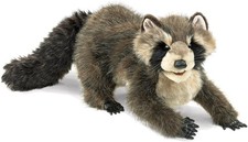 Folkmanis stuffed plush large raccoon hand puppet, very detailed, good condition