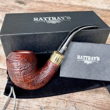 Rattray's Majesty Sandblasted Bent Rhodesian (15) 9mm Filter Pipe - New