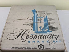 Vintage Federal Glass Hospitality Snack Set w/ 4 Cups & 4 Plates