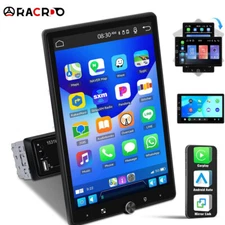 Single 1 DIN Rotatable 10.4" Touch Screen Car Stereo Radio GPS Carplay WIFI BT