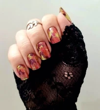 Color Nail Polish Strips 16ct. AUTUMNS LEAVES GLITTER STUNNING