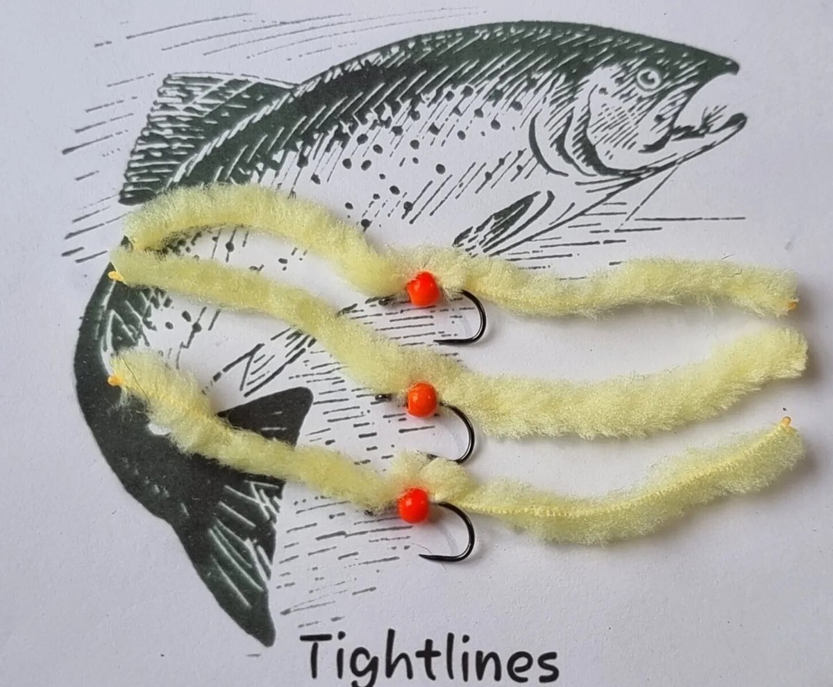 x NEW PEACH MIDI EGGSTASY WORMS ORANGE BEAD size 10 barbless