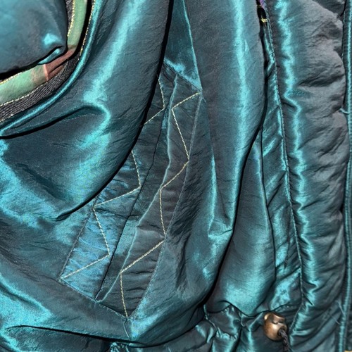 Vintage 80s Mulberry Street Shiny Crazy Funky Patterned Puffy Hooded Zip Jacket - Picture 9 of 22