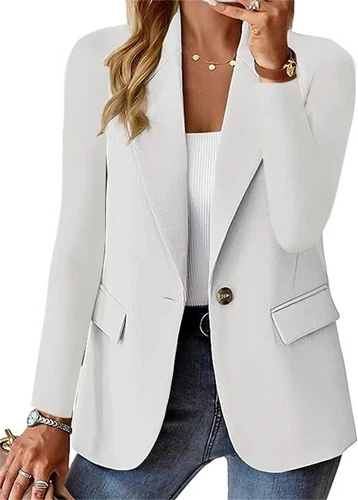 Damen Blazer Jacke Elegant Büro Mantel Formell Herbst Winter Slim Einfarbig Neu - Bild 18 von 26