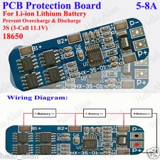 5A-8A 11.1V 12.6V 3S 18650 Li-ion lithium Battery Cells BMS Protection PCB Board