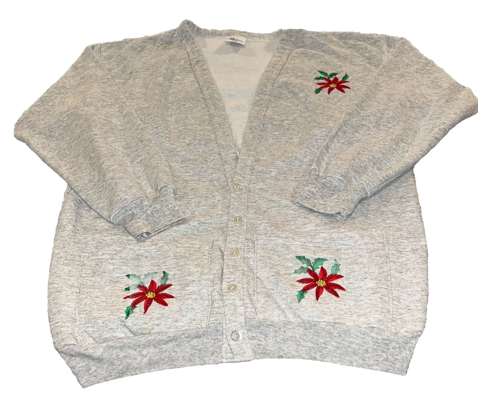 Vintage Christmas Sweater Women’s Size Large/XL Cardigan Pockets - Image 2 of 4
