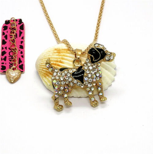 Hot Black Charm Spotted Dog Crystal Fashion Women Pendant Sweater Girl Necklace - Picture 1 of 4