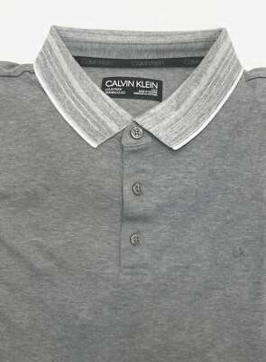 $65 Calvin Klein Liquid Touch Polo Shirt  Cotton , Charcoal , size XS