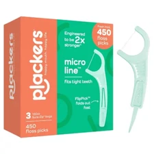 Plackers Micro Line Dental Floss Picks – Mint, 450 Count