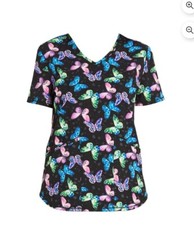 Scrubstar Womens Butterfly V Neck Scrub Top Medium New with Tags Stretch Nice