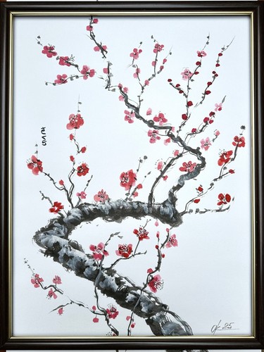 Original paintings Cherry Blossom Branch oriental japanese chinese brush sumi-e