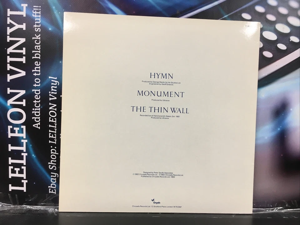 Ultravox Hymn / Monument/The Thin Wall 12” Single Vinyl Record CHS122657 Pop 80s Foto 2 de 4