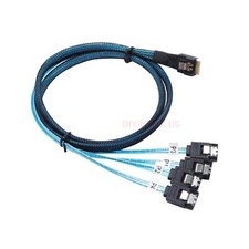 Slim Line SAS 4.0 SFF 8654 Host to 4 SATA Target Hard Disk Fanout Raid Cable 1m