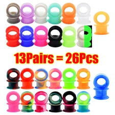 26PCS-LARGE FLARE Hard Silicone Ear Skins Soft Ear Gauges Plugs-Flesh Tunnels