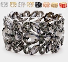 Teardrop Crystal Rhinestone Cocktail Stretch Bangle Bracelet Bridal Wedding Prom