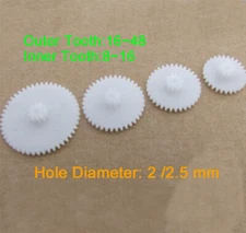16~48 Teeth Plastic Gears Double Layer Cog Wheel Toy Model Car DIY Hole Dia 2mm