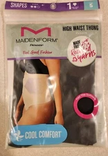 Maidenform Shapes Flexees SMALL Firm Shaper High Waist Thong BLACK FLS079 #10724