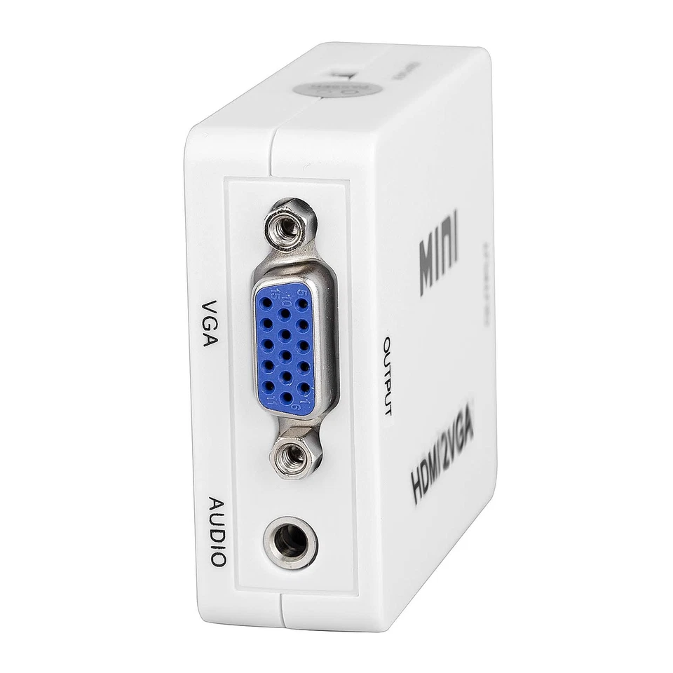 HDMI to VGA Converter HD 1080P 15pin Video Monitor 3.5mm Audio Adapter USB Power - Image 2 of 4