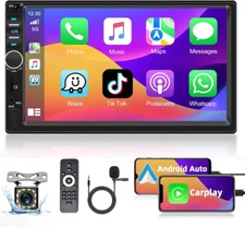 7" Double 2 Din Car Stereo Apple CarPlay Andriod Auto BT Touch Screen MP5 Radio