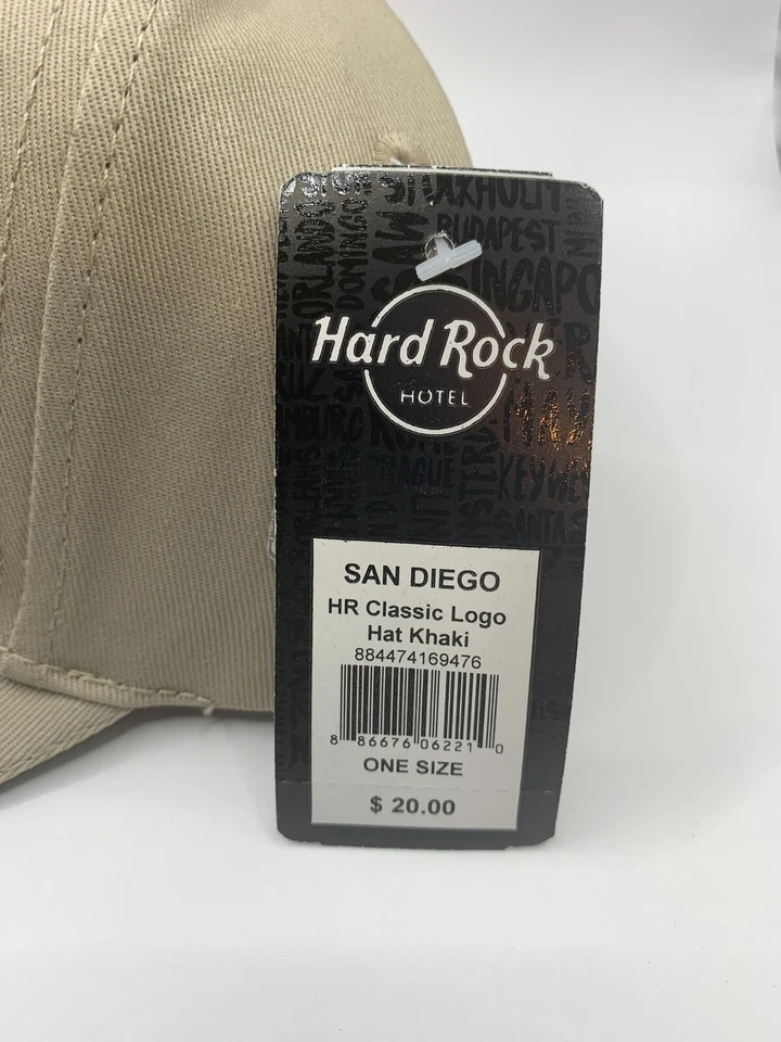 Gorra Hard Rock Café San Diego con tirantes bronceada nueva gorra logotipo clásico caqui Foto 3 de 4