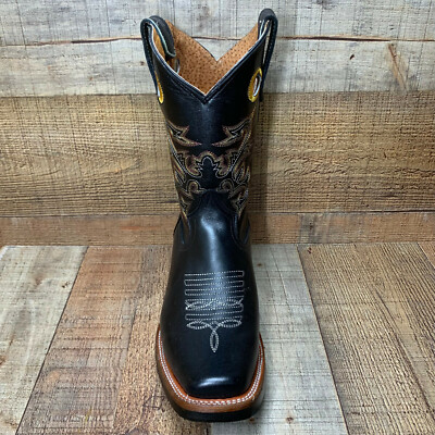La Sierra Men's Leather Western Cowboy Boots - Square Toe, Embroidered, Handmade In Mexico (Pull On)