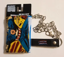 Marvel Captain America Trifold Wallet with Chain NEW