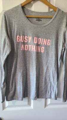 Bobbie Brooks Tee Shirt Size L Graphic Shirt says Busy doing nothing