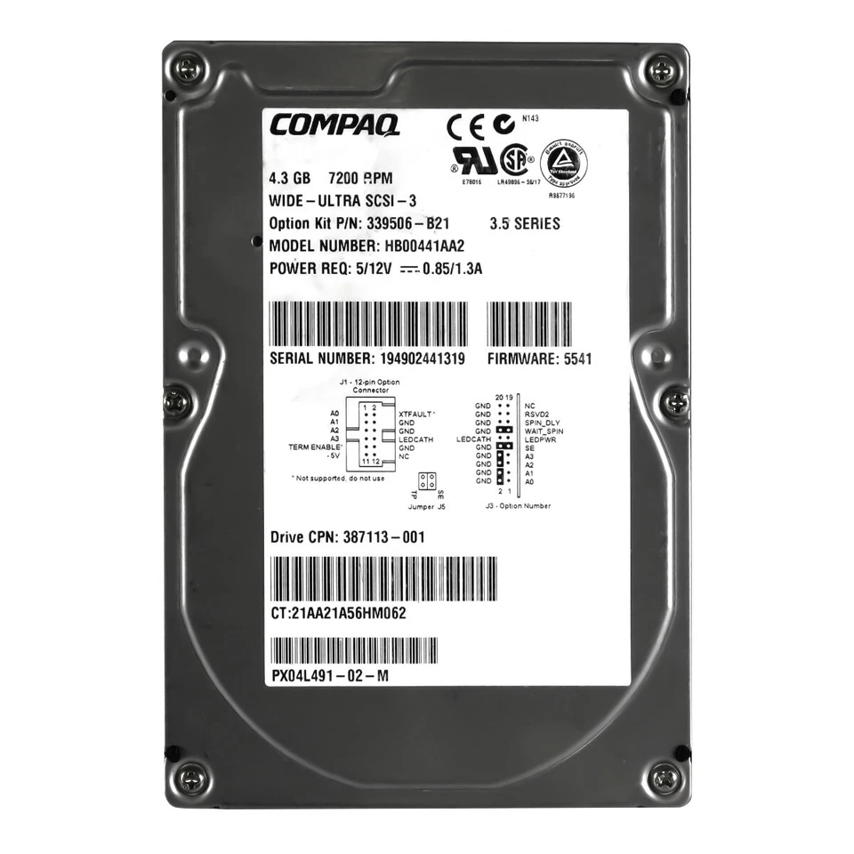 Disque Dur Compaq 387113-001 HB00441AA2 4.3GB 7.2K SCSI U320 3.5'' - Image 3 of 3