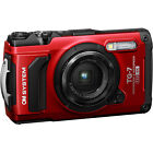 Om System Tough Tg-7 Digital Camera with Hand Strap & Usb-C Cable (Red)