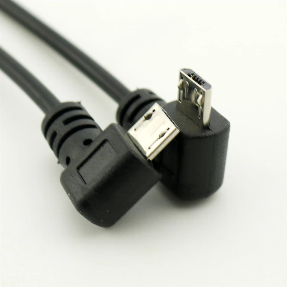 Micro USB 2.0 5 Pin Female To 2x Male 90° Angled Splitter Y Data Charger Cable - Image 4 of 4